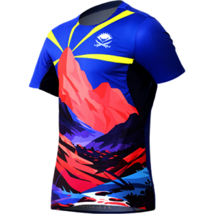 Maillot (t-shirt) de trail ultra technique avec les couleurs de La Réunion.