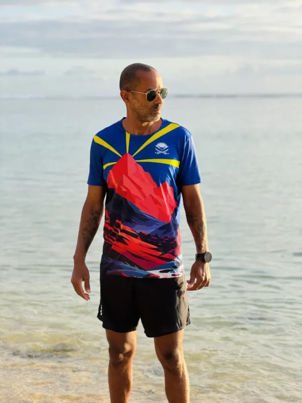 Maillot technique de trail drapeau réunion